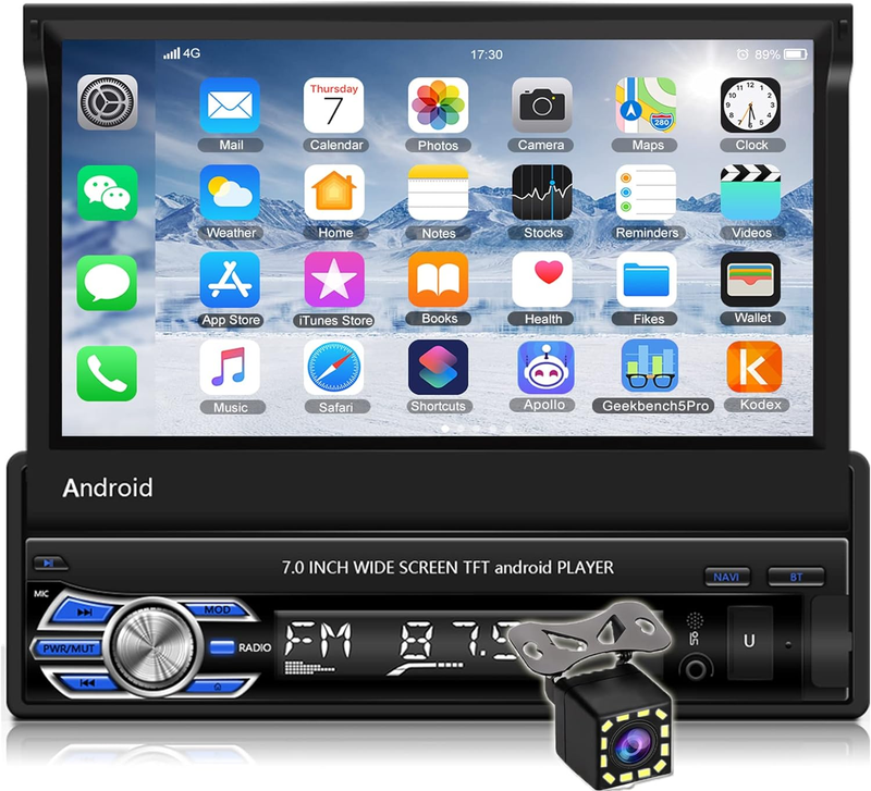 Single Din Car Stereo (GPS Navigation) 7" Touchscreen, Bluetooth, Backup Camera