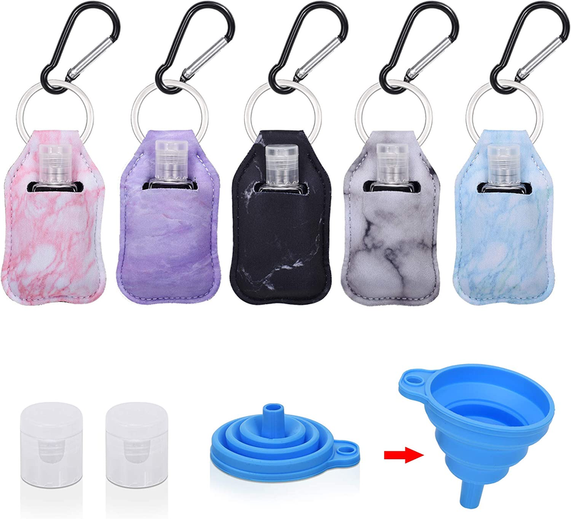 Hand Sanitizer Holder Keychian,5 Pack Empty Travel Size Bottle and Hand Sanitize