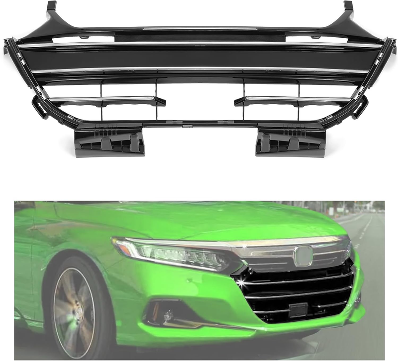 Front Lower Grille for 2021-2022 Honda Accord Chrome Painted Silvery Black