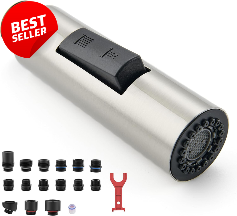Kitchen Faucet Sprayer Head 2 Mode Stainless Steel Pull Down 15 Adapters - US