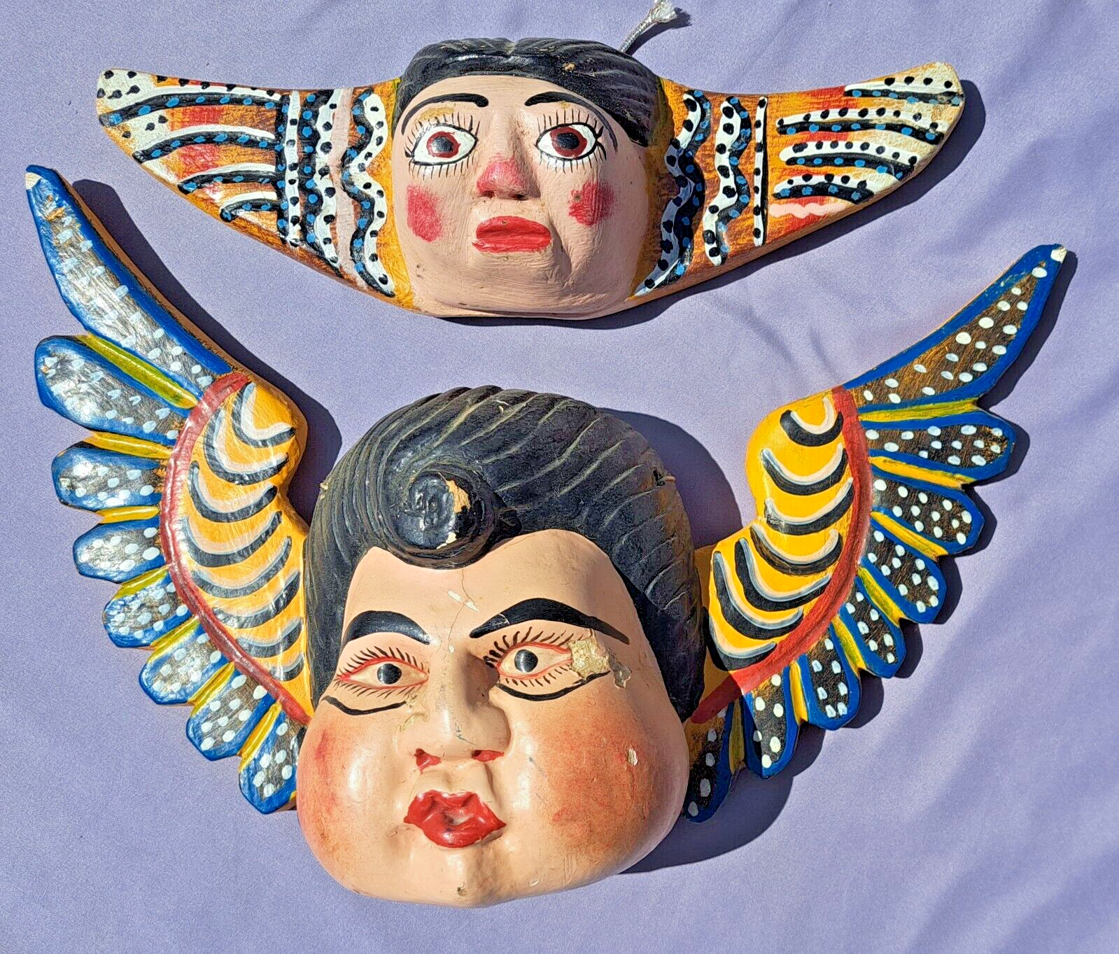 Folk Art - Wooden Hand Sculpted Mexican Figures- A Warm