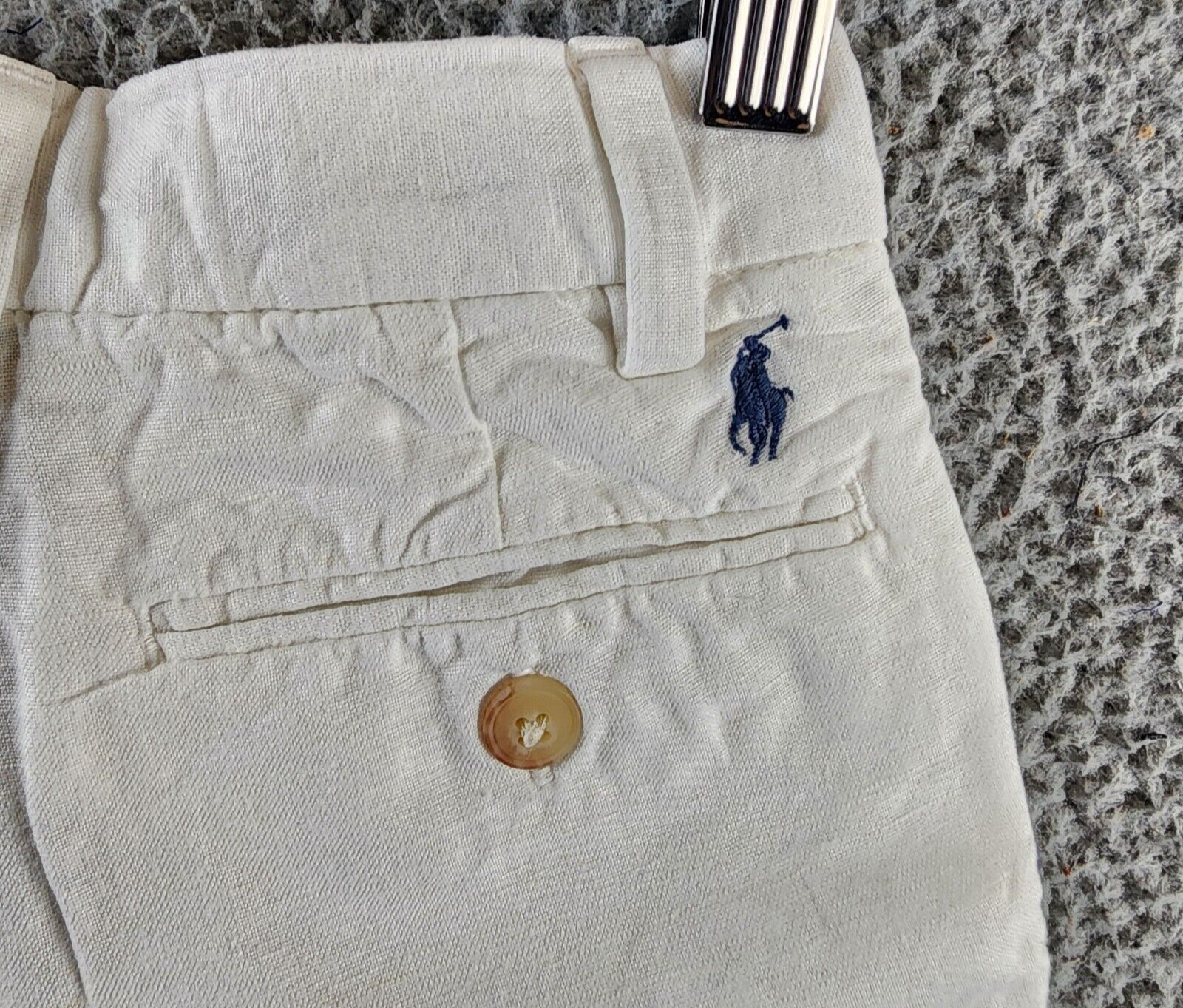 Polo Ralph Lauren Straight Fit Linen Blend Shorts Boys 4 Deckwash White Pockets - Picture 15 of 15