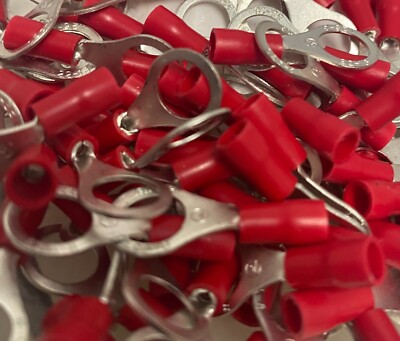 RED 22-18 Gauge Wire Ring Terminals Vinyl Connectors Eyelet - YOU CHOOSE SIZE -