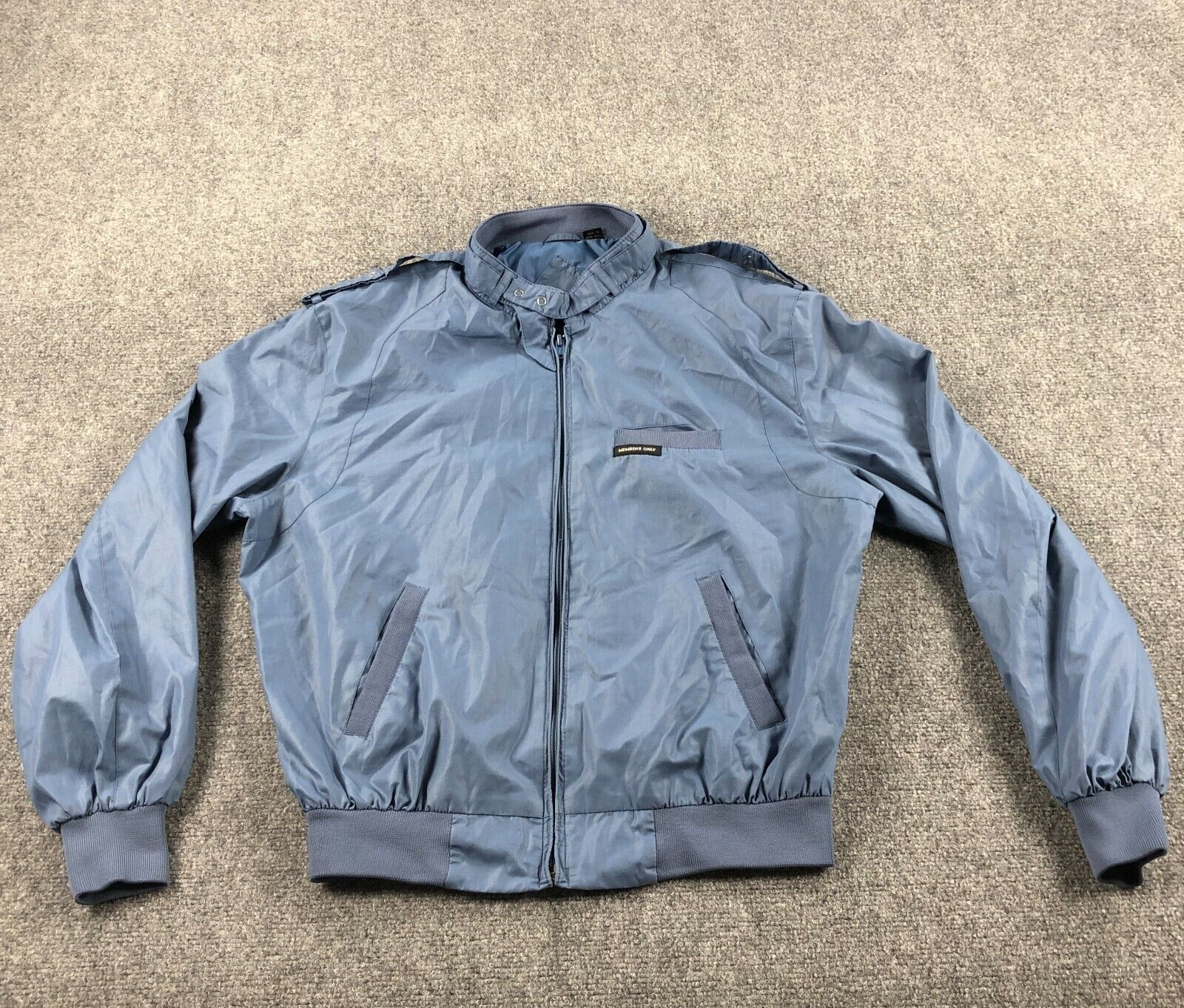 Vintage Members Only Bomber Jacket Mens Size 40 Blue Full