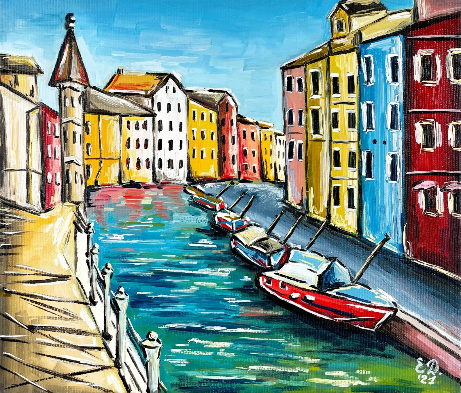 オイルペインティング Italia Venice Venice Oil Painting Italy Original Art Italian Art 12x14