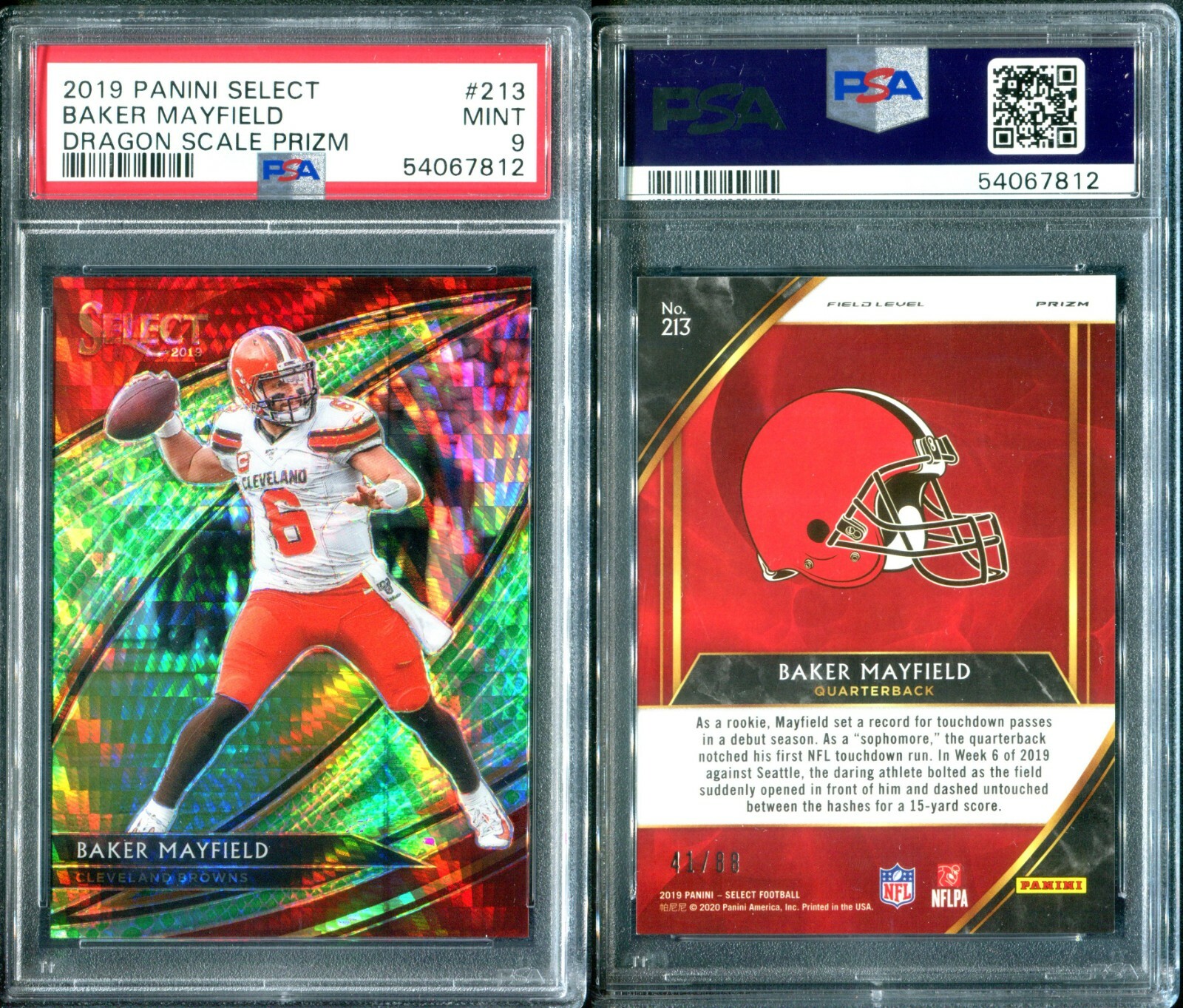 キャロル　PSA9 PSA 9 2019 Select Prizm Dragon Scale 213 Baker Mayfield 41