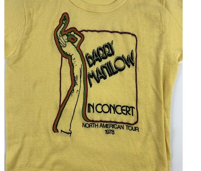 Live Concert Tour VTG Barry Manilow Shirt Short Sleeve Yellow S-5XL