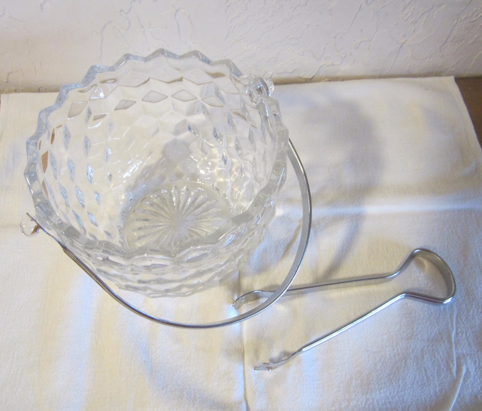 Fostoria American Ice Bucket With Detachable Handle & Tongs 143984 Free Shipping