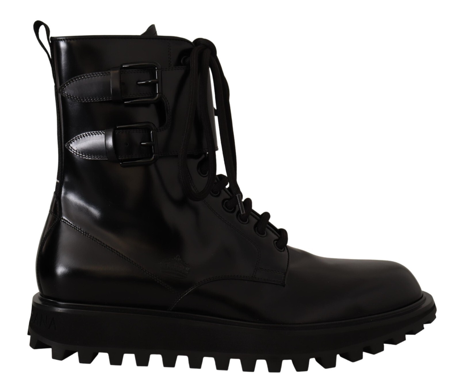 Pre-owned Dolce & Gabbana Shoes Boots Black Leather Combat Lace Up Mens Eu40 / Us7 $1400 In Black