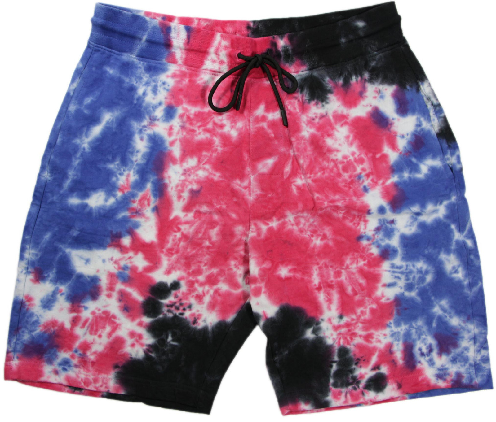 WXYZ scrunch Tie-Dye Fleece Shorts- L- NEW- black/pink/blue