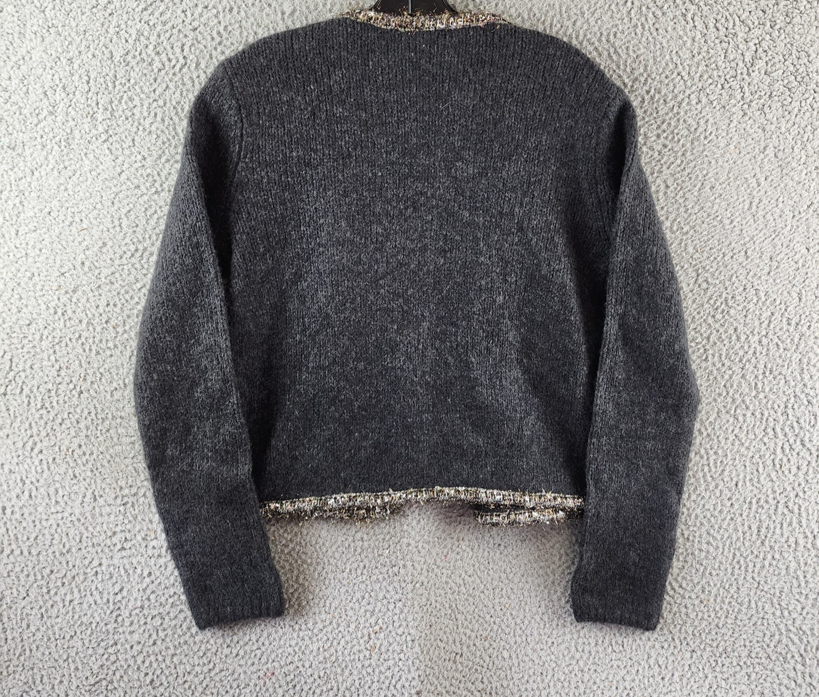 Rag & Bone Davies Wool Blend Cardigan Women's S Charcoal Contrast Trim L/S - Picture 12 of 14