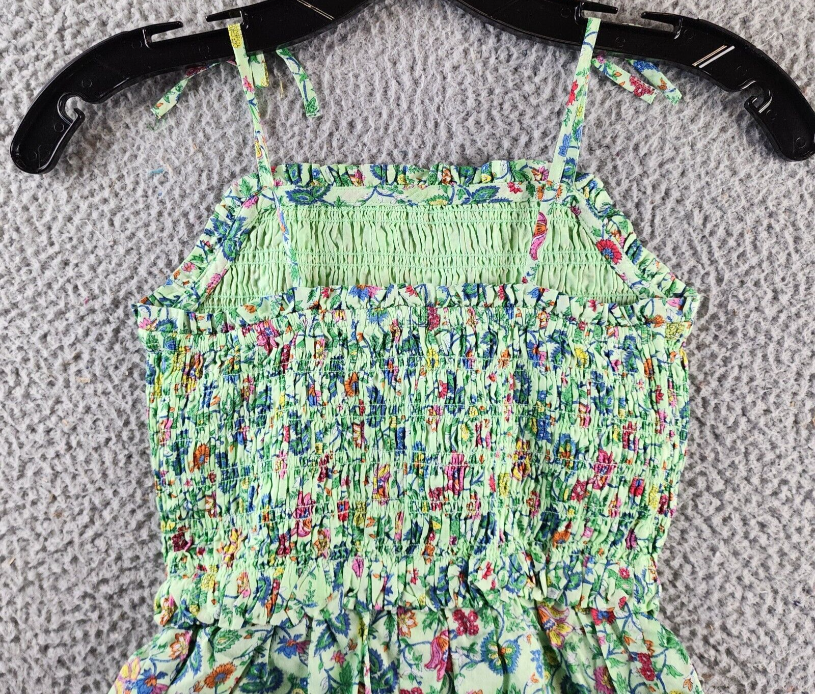 Polo Ralph Lauren Floral Smocked Batiste Romper Girls 6 Multicolor Straight Neck - Picture 12 of 13