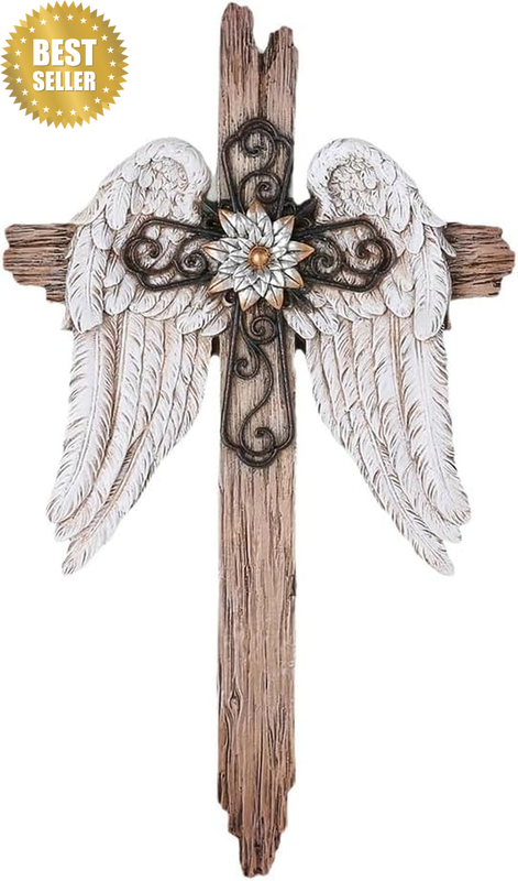 Angel Wings Crosses Wall Décor, Faith Wall Art, Angel Decoration, Rustic Decor S