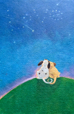 Unused ANNIVERSARY Greeting Card LOVE Written in the Stars Dogs Night Sky
