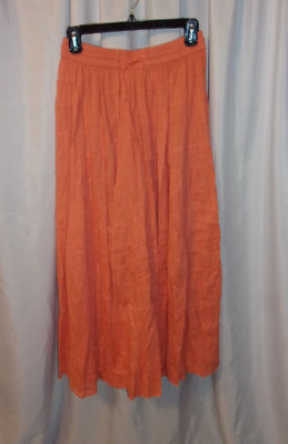 CHADWICK'S Women's Orange Tiered Maxi Skirt W/Drawstring Elastic Waist SIZE S