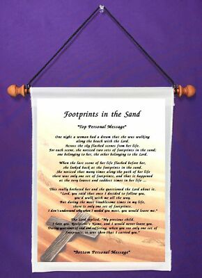 Footprints in the Sand {for woman} Poem - Personalized Wall Hanging (152-2f)