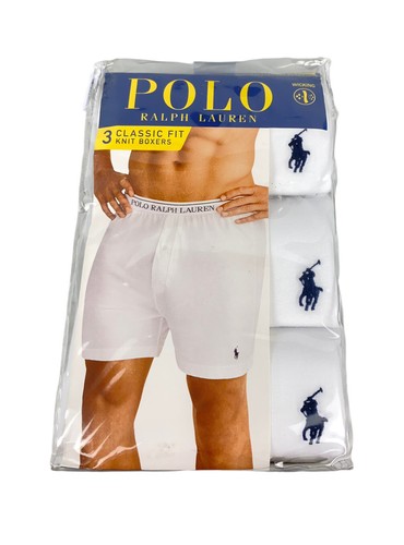 

НОВЫЕ мужские белые классические вязаные хлопковые боксеры Polo Ralph Lauren, 3 шт., размер, Белый