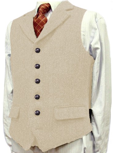 Mens Wool Vest Vintage Western Tweed Herringbone Formal Hunting Vests M Large XL