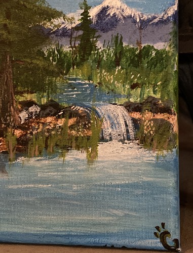 “Sweet Water” Hand-Painted Waterfall Springs Painting by lighthouse_art_worx