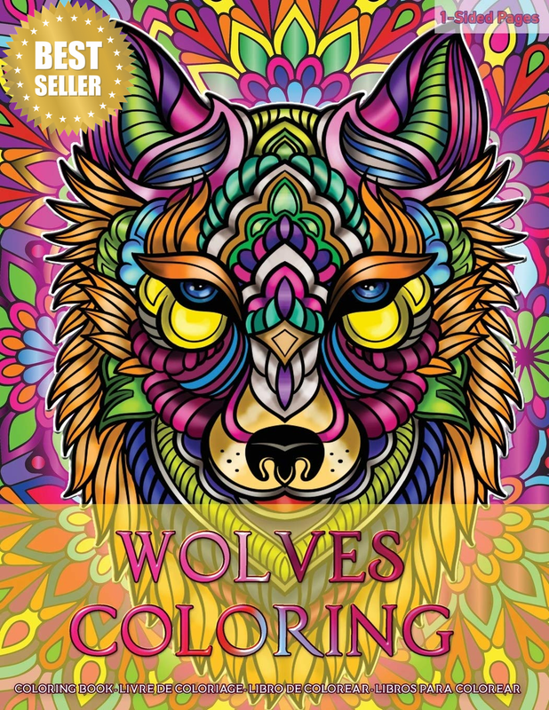 Wolves Coloring: Coloring Book for Adults Wolves Design in Mandala Coloring Book