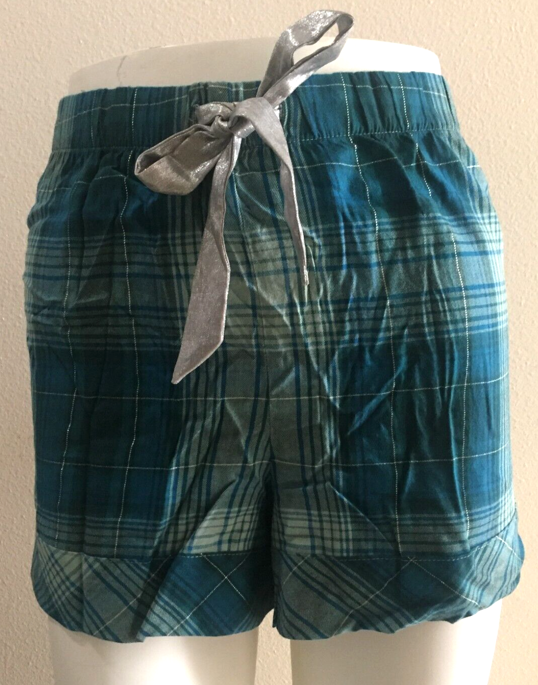 Victoria’s Secret Green Blue Flannel Short Sleeve Shorts Pajamas Set XXL