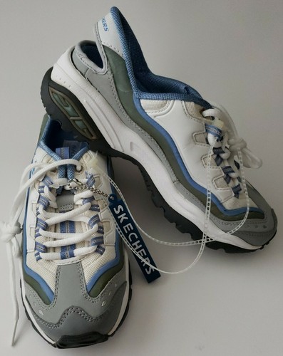 Skechers Sport Slip On Sneakers White Blue Gray Sz 8.5 NEW