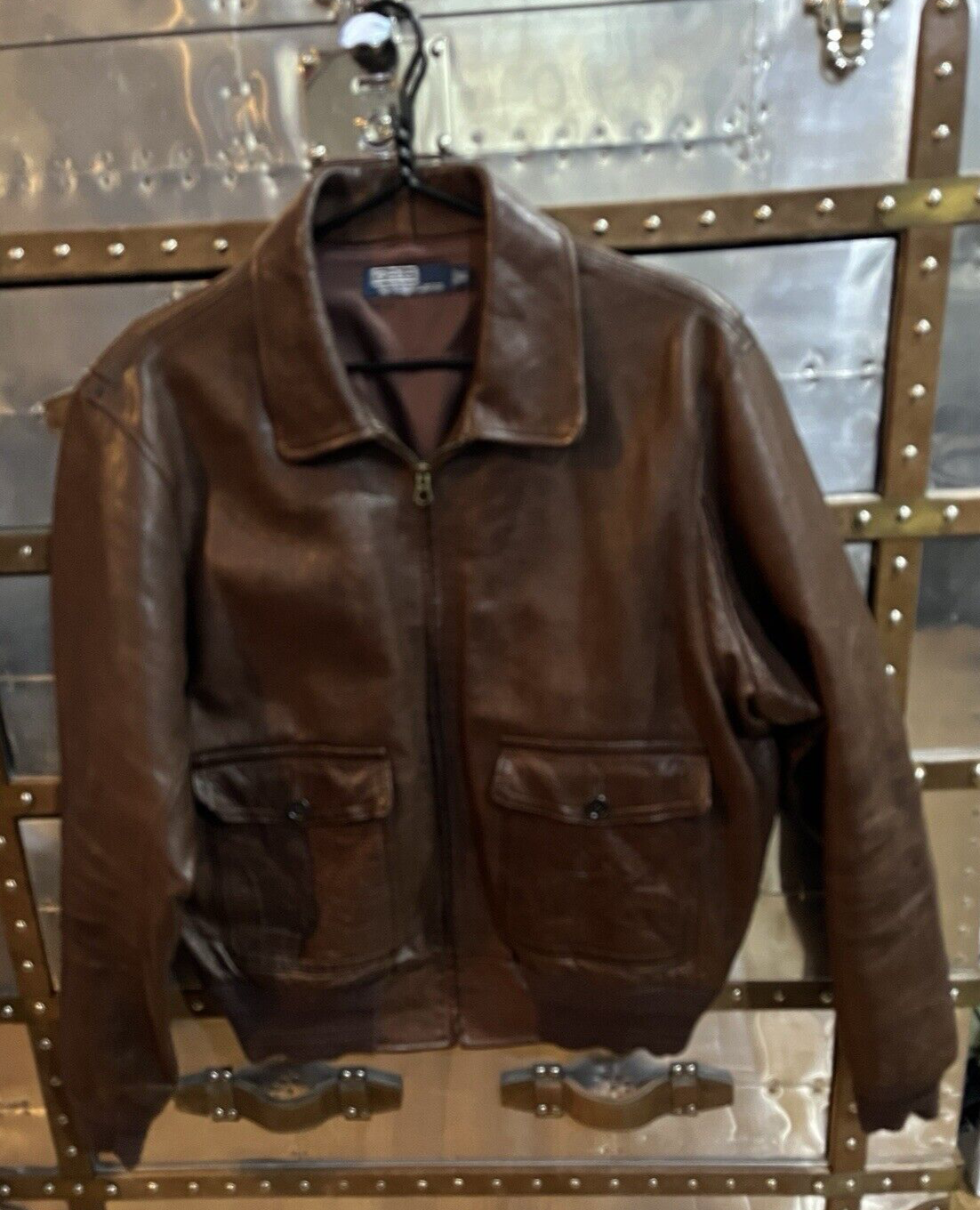 RARE Vintage Polo Ralph Lauren G-1 Leather Bomber Flight Pilot