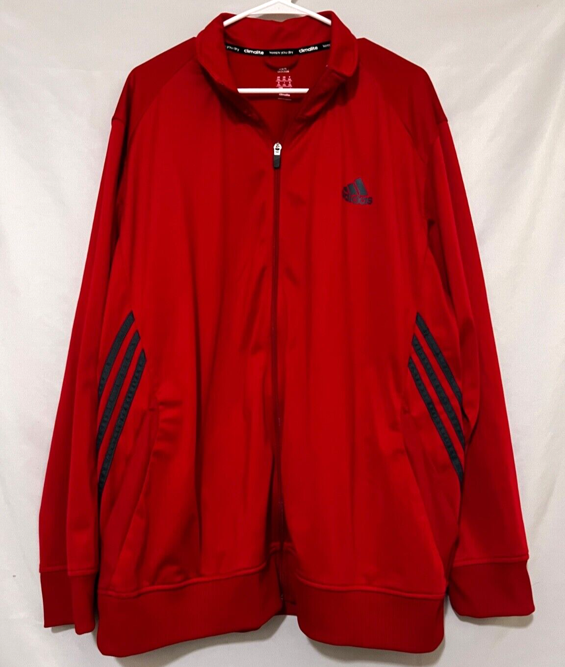 2013 Adidas Climalite Mens 2XL XXL Red Black 3-Stripe Zip-Up Track