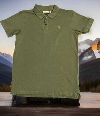 Mens Fjallraven Ovik Polo Shirt Olive Green Sz Med EC Runs Small
