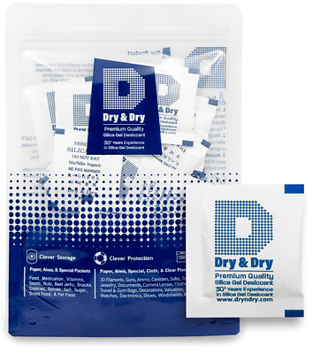 3 gram X 80 PK ''Dry & Dry'' Silica Gel Desiccant Packets - Reusable Paper