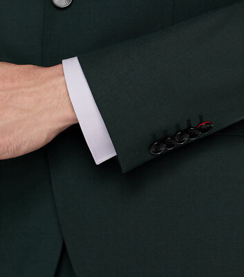 Pre-owned Hugo Boss Mens Modern Fit Karl/tom Super-flex Wool Blend Suit 38s Dark Green