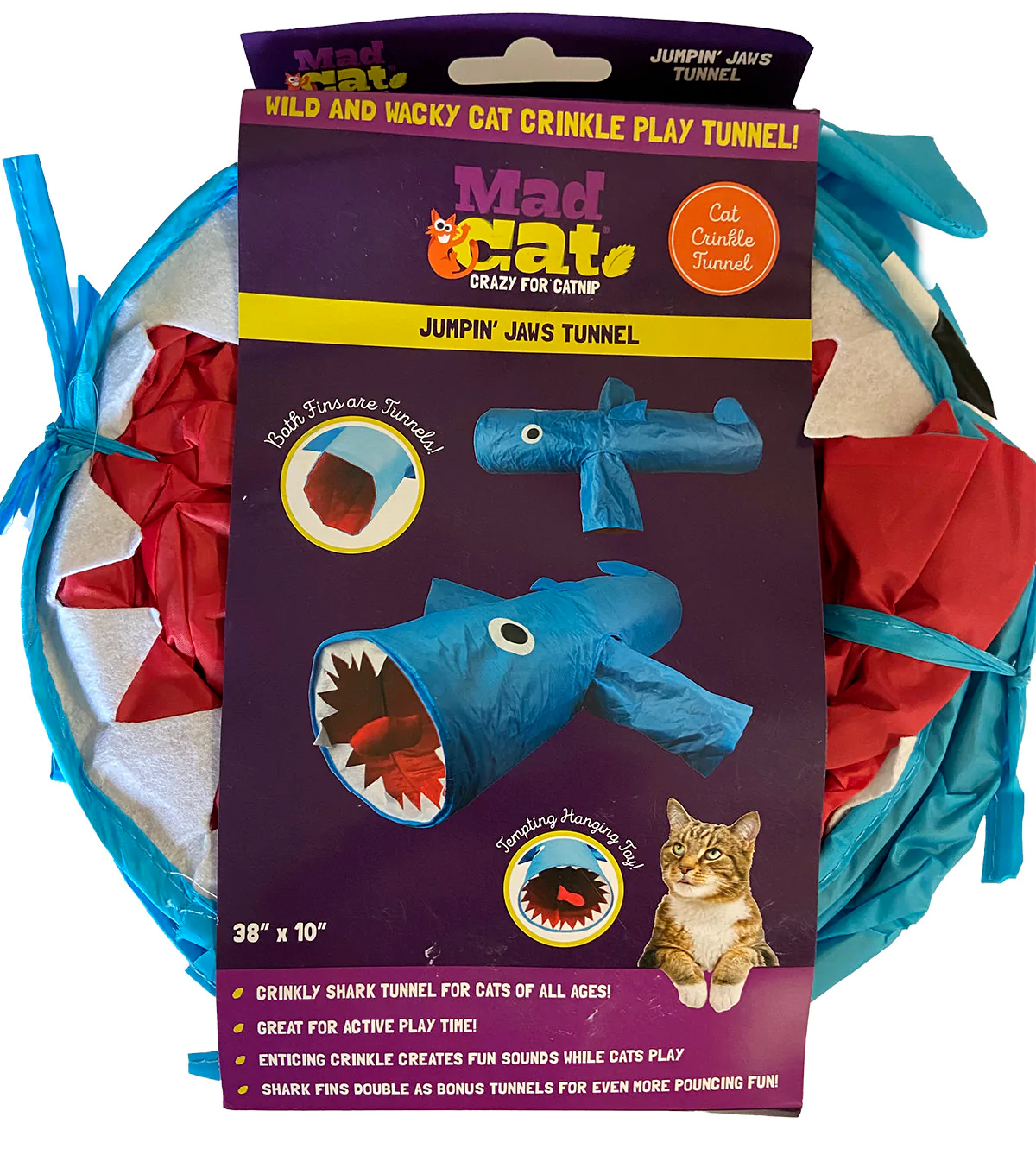 NEW Cat Crinkle Tunnel w/Toy Jumpin Jaws Mad Cat 38
