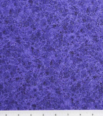 BTY PURPLE Mirage Marble with Silver Glitter Print 100% Cotton Quilt Fabric YARD