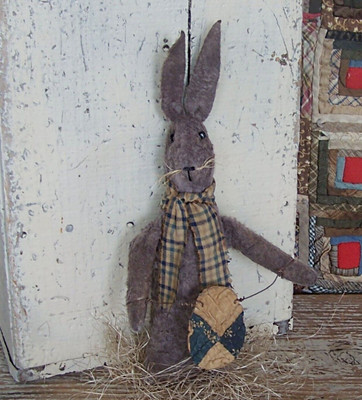 Primitive Rabbit Doll with Egg Garland Farmhouse Easter Bunny Decor - HANDMADE