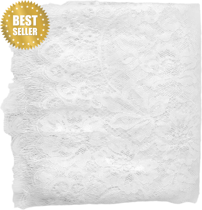 Lace Table Runner with Floral Embroidery & Tassel Details, White 36X300Cm for We