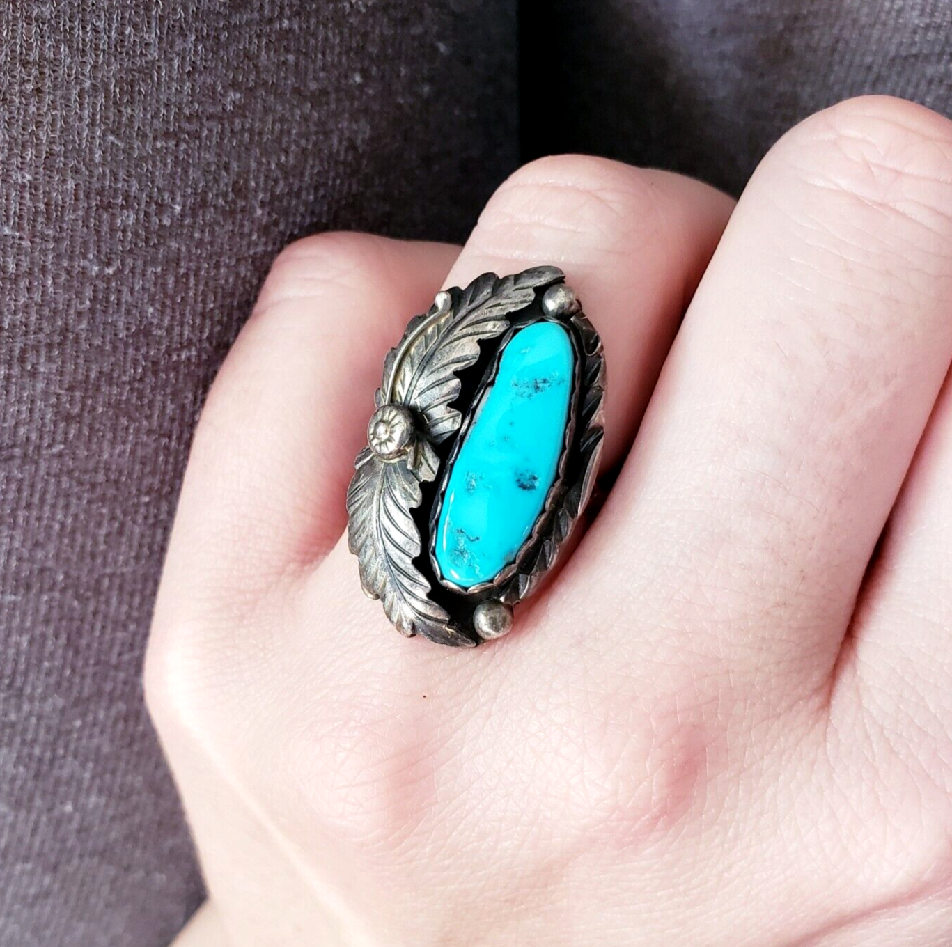 NAVAJO Feather×Turquoise　ネックレス Navajo Sterling Silver And Turquoise Feather Necklace Signed