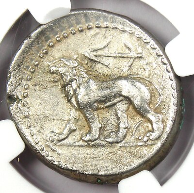 Seleucus I Lion AR Stater Seleucid Coin 312-281 BC. Certified NGC XF (EF)