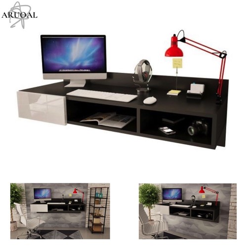 Aruoal Meg Black White Gloss Floating Wall Mounted Home Office