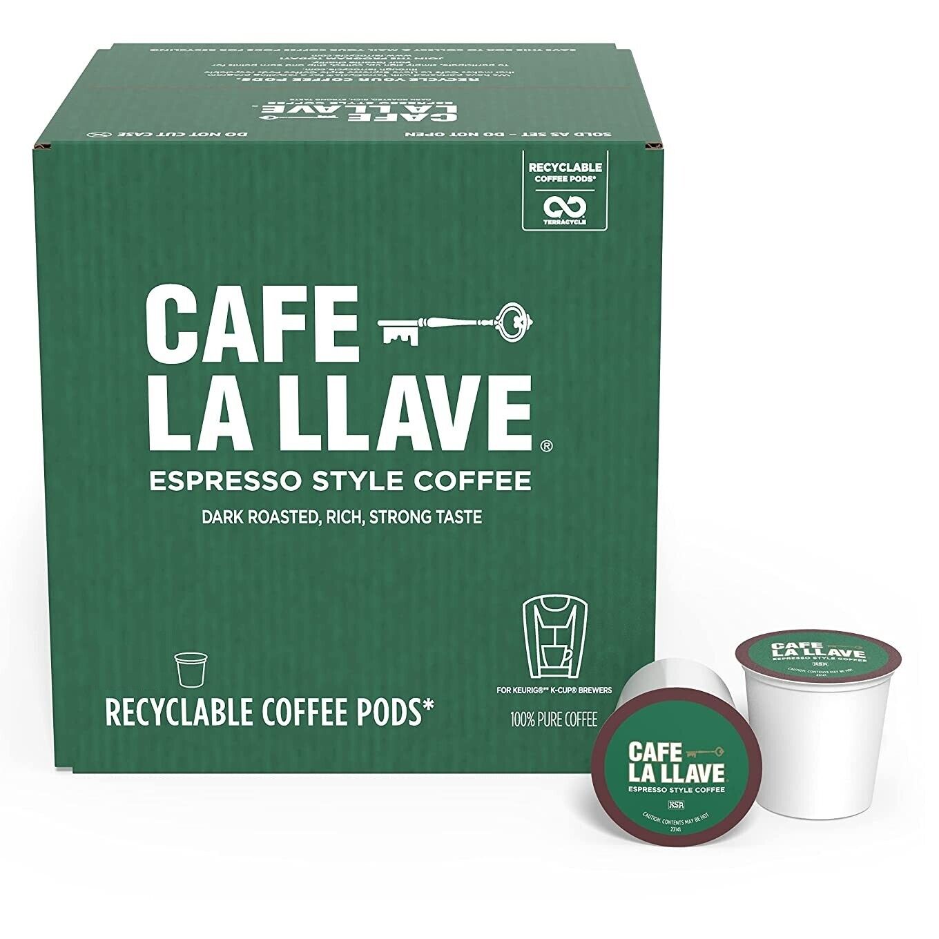 Cafe La Llave Espresso K-Cup (48 Count) Recyclable Single-Serv...