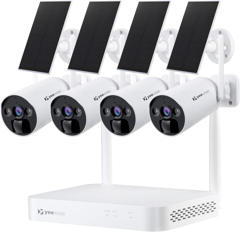 Wire-Free Solar Security Camera System Wireless, 4MP Battery Powered Cameras wit