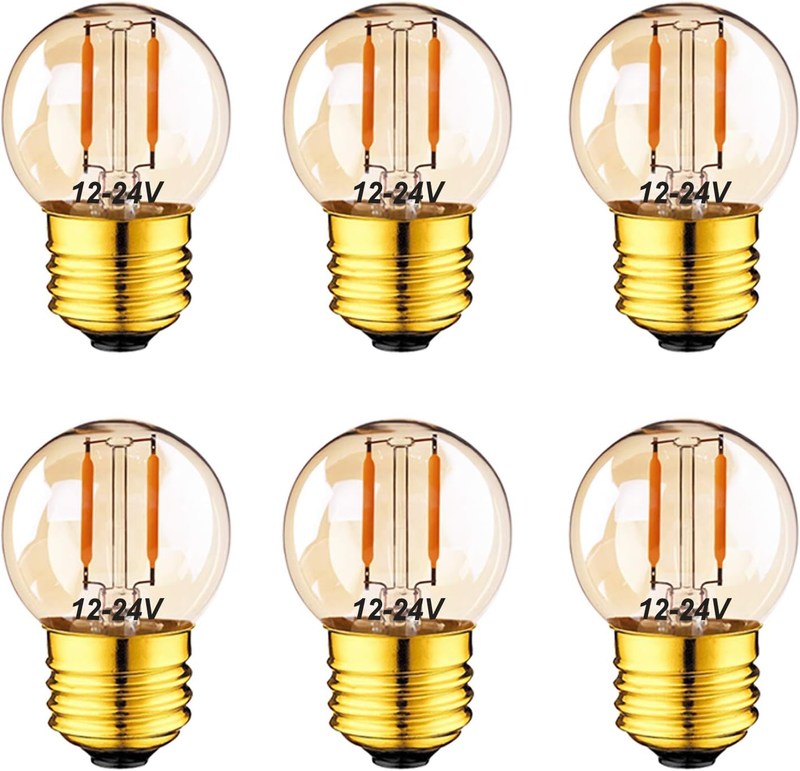 Sphoon 12Volt 24Volt LED Light Bulb 1W Edison Filament Vintage Ac/Dc12V 24V Low