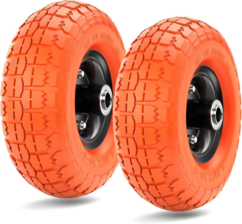4.10/3.50-4 Flat Free Tires Solid Rubber Tyre Wheels，10″ Air Less Tires Wheels
