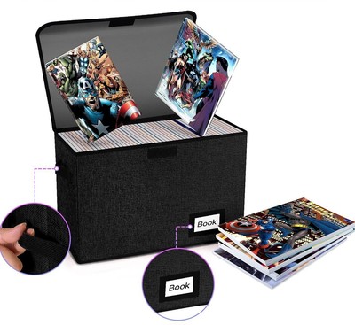 Book Storage Box Organizer Large Collapsible Comic Books Container Holder Shelf