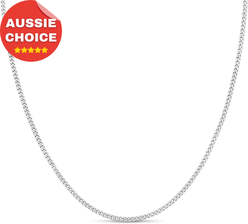 2MM Gold Cuban Chain Necklace 925 Sterling Silver Curb Link Diamond Cut Jewelry