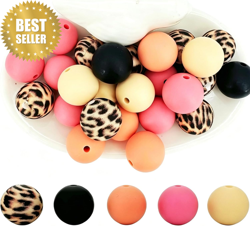 100 Pcs Silicone Beads 5 Colors Large Hole for Jewelry Making Kit