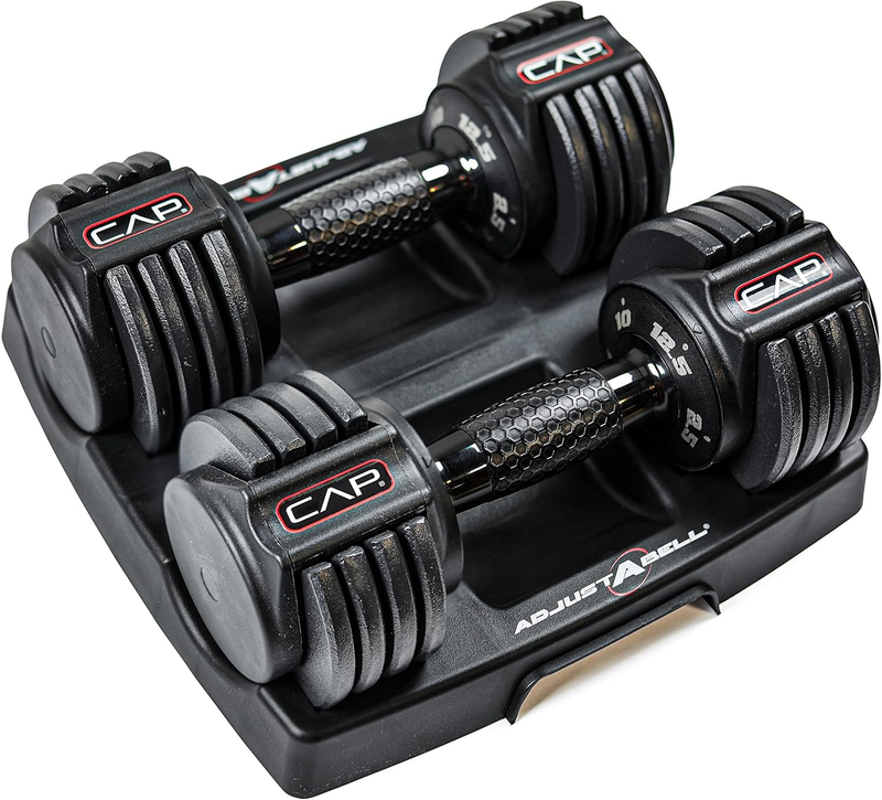 ADJUSTABELL Adjustable round Dumbbell Weights - Singles & Pairs | 12.5 Lb, 25 Lb & 55 Lb | Multiple Handle Options