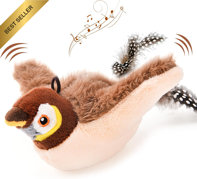Flappy Bird Cat Toy(No Flying), Simulated Chirping Bird Cat Toy Flapping Wings,