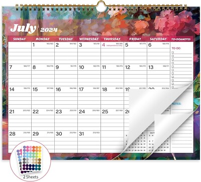 18 Months Wall Calendar July 2024 to Dec 2025 Calendar 14.8'' X 11.5'' (Flower)
