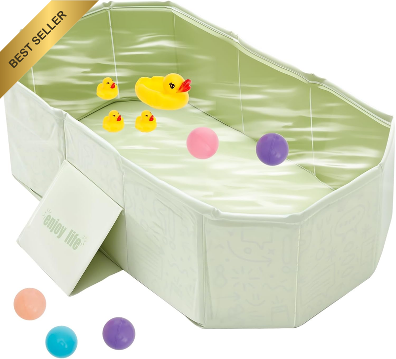 Collapsible Baby Bath Tub for Newborn to 8 Years, Foldable Portable Toddler Bath