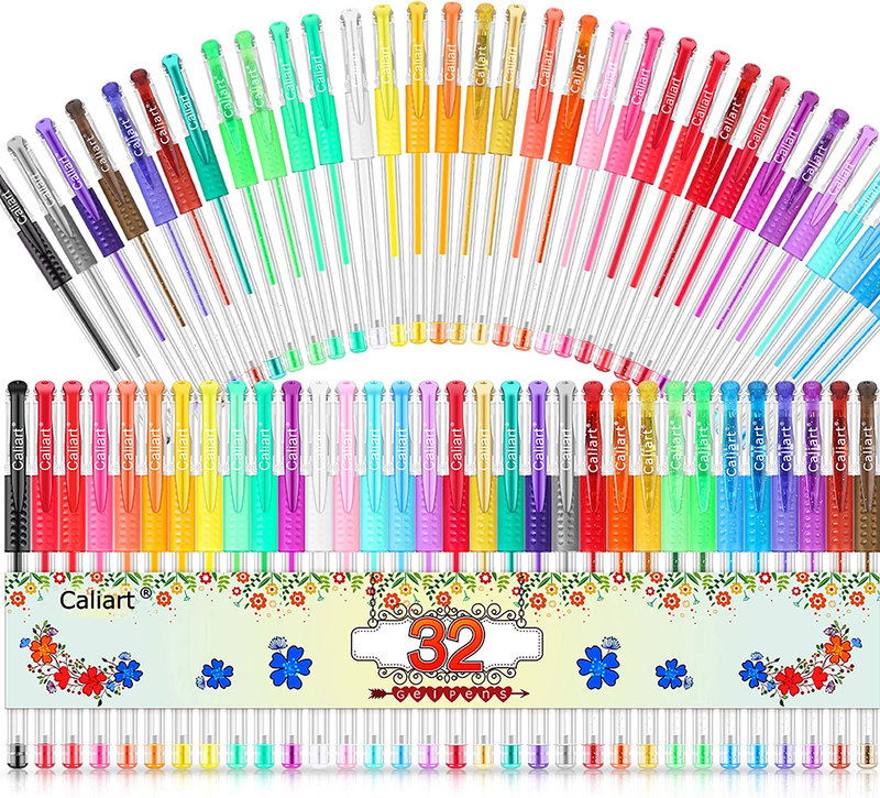 32 Color Gel Pens Art Markers 40% More Ink Markers for Kids Adult Coloring Books